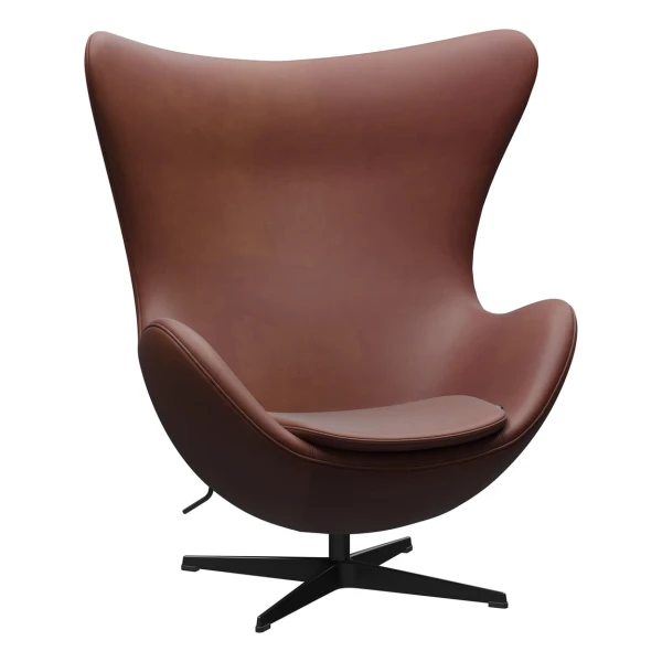 Fritz Hansen - Egg Chair, PVD schwarz / Leder Grace Chestnut (Jubiläumsedition 2022)