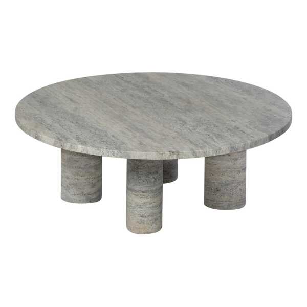 blomus Volos Couchtisch L Ø75 cm Silver Travertine