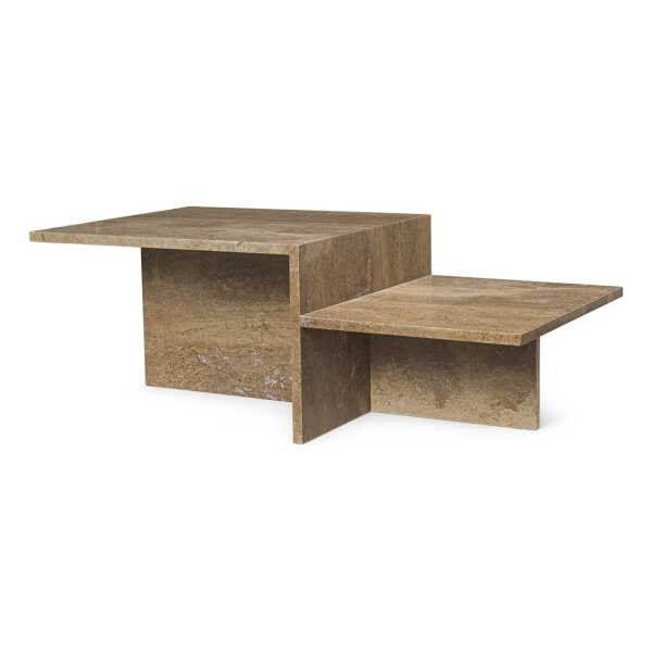 ferm LIVING Distinct Couchtisch Dark Brown Travertine