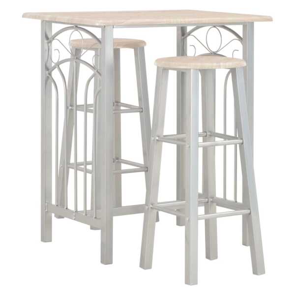 vidaXL 3-tlg. Bar-Set Holz und Stahl
