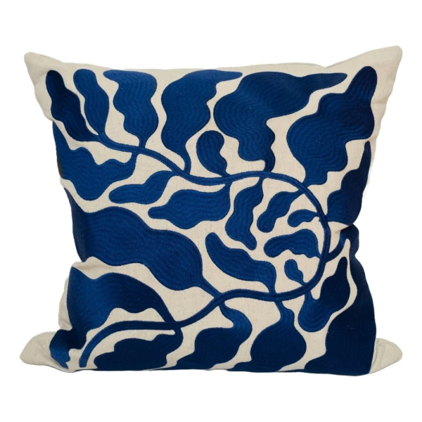 Fine Little Day Leaves Kissenbezug bestickt 48x48 cm. Blue