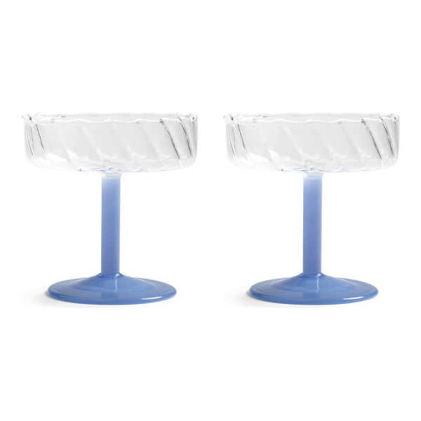 &klevering - Coupe Twirl Champagnerglas, blau (2er-Set)