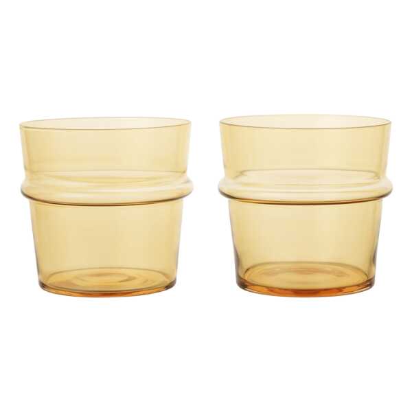Ferm Living Boya Trinkglas niedrig 30 cl 2er-Pack Yellow