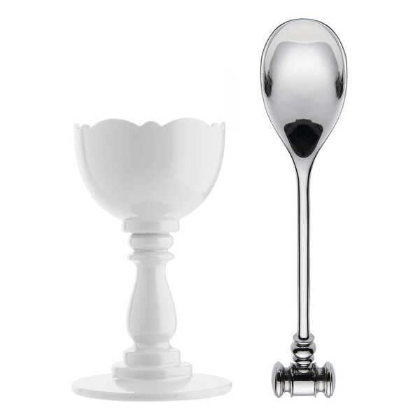 Alessi - Dressed Eierbecher und Eierlöffel, weiß