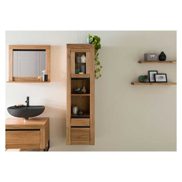 Badschrank Wildeiche / Zerreiche 44x35x159 natur geölt MONTREUX #58