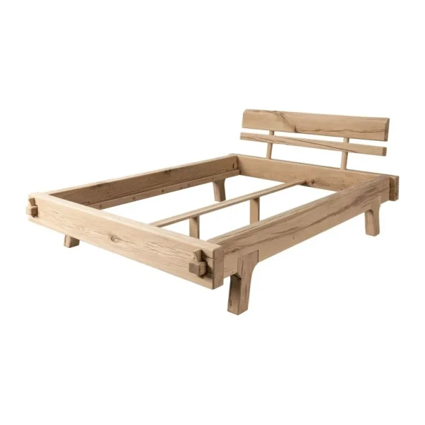 Balkenbett Eiche 140x200 natur geölt OAK HEART #01