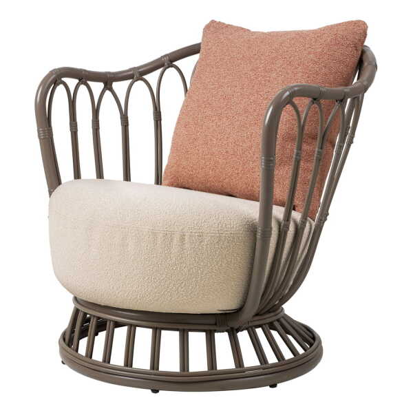 GUBI - Grace Outdoor Lounge Chair, mushroom grey / beige (Lorkey 41) / rosa (Lorkey 44)