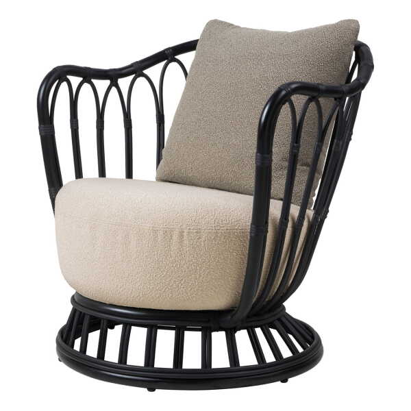 GUBI - Grace Outdoor Lounge Chair, schwarz / beige (Lorkey 41) / braun (Lorkey 43)