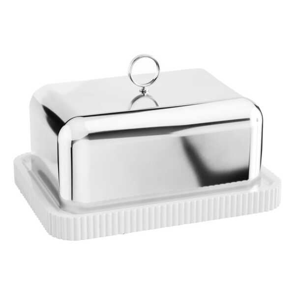 Georg Jensen Bernadotte Butterdose 11,2x14,7 cm Edelstahl