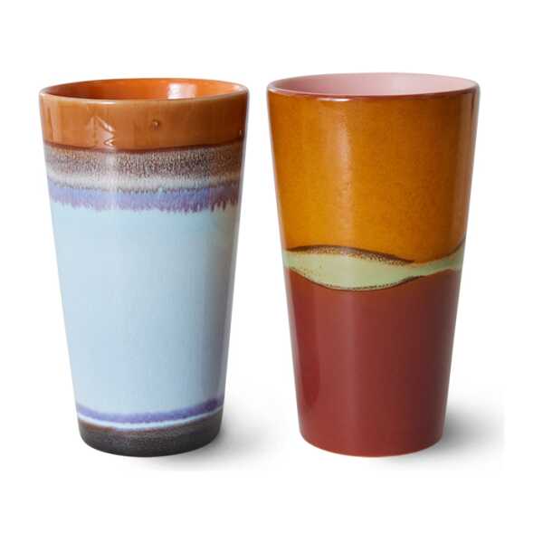 HKliving 70's Latte Tasser 28cl 2-teilig Clash