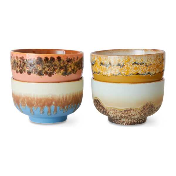 HKliving 70's Schale Ø13,5cm 4er Pack Seabreeze