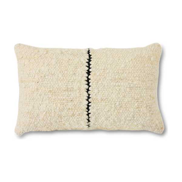 HKliving Natural wool striped Kissen 30x50 cm White