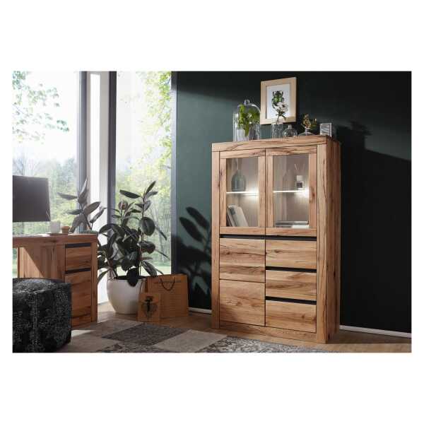 Highboard Wild-/Zerreiche 95x42x150 natur geölt MONTREUX #123