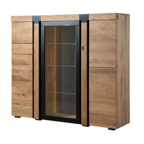 Highboard Wildeiche 161x45x144 natur geölt ROTTERDAM #101