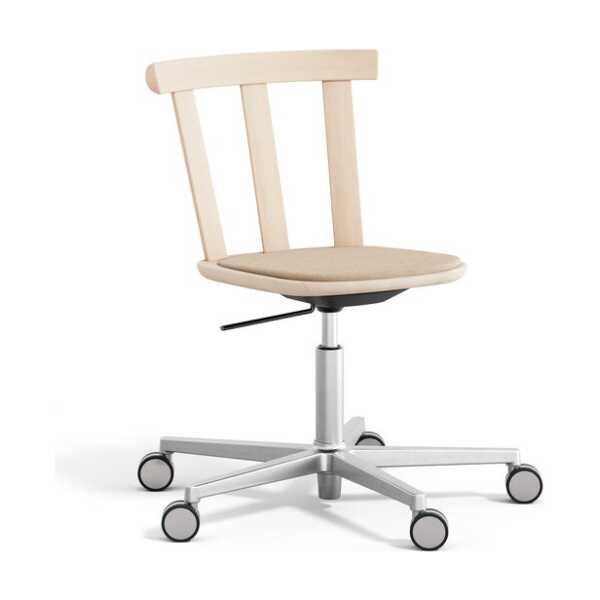 Stolab Alt Drehstuhl mit gepolstertem Sitz Birke Hallingdal 65-200 beige-Leichter mattlackiert