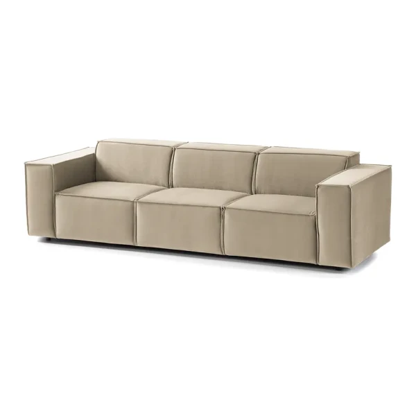 Sofa Kinx II 3-Sitzer Beige Samt 260x71x96 cm (BxHxT) Glamour