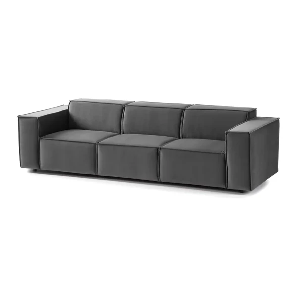 Sofa Kinx II 3-Sitzer Grau Samt 260x71x96 cm (BxHxT) Glamour