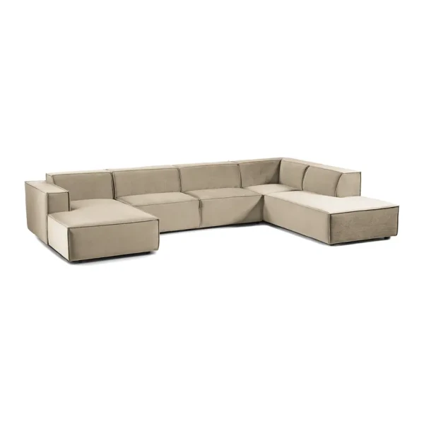 Wohnlandschaft Kinx II Beige Samt 364x71x234 cm (BxHxT) Glamour