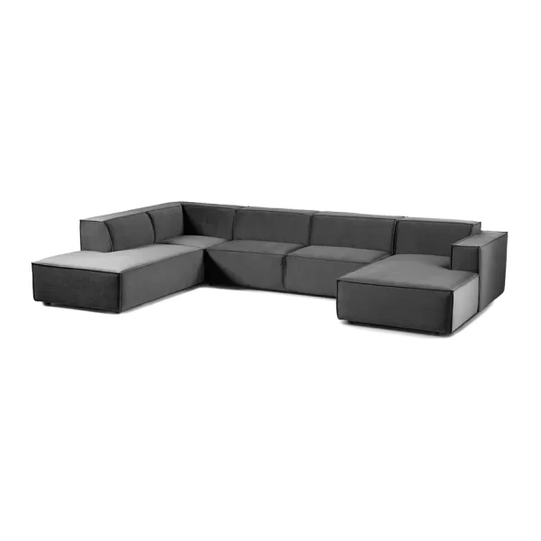 Wohnlandschaft Kinx II Grau Samt 364x71x234 cm (BxHxT) Glamour