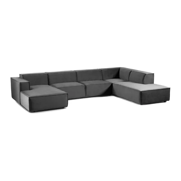 Wohnlandschaft Kinx II Grau Samt 364x71x234 cm (BxHxT) Glamour