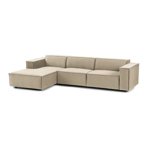 Ecksofa Kinx V Beige Samt 294x71x177 cm (BxHxT) Glamour