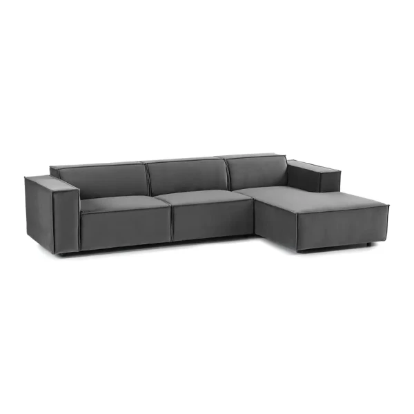 Ecksofa Kinx V Grau Samt 294x71x177 cm (BxHxT) Glamour
