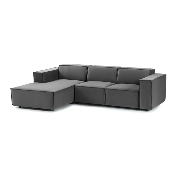Ecksofa Kinx VI Grau Samt 260x71x177 cm (BxHxT) Glamour