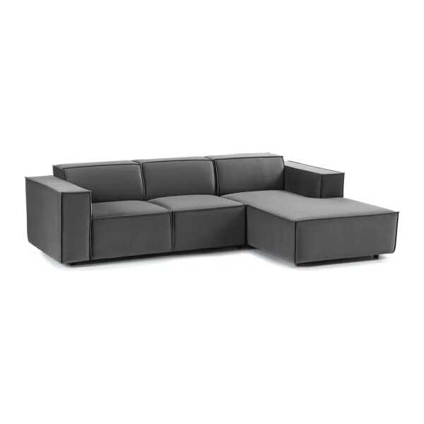 Ecksofa Kinx VI Grau Samt 260x71x177 cm (BxHxT) Glamour