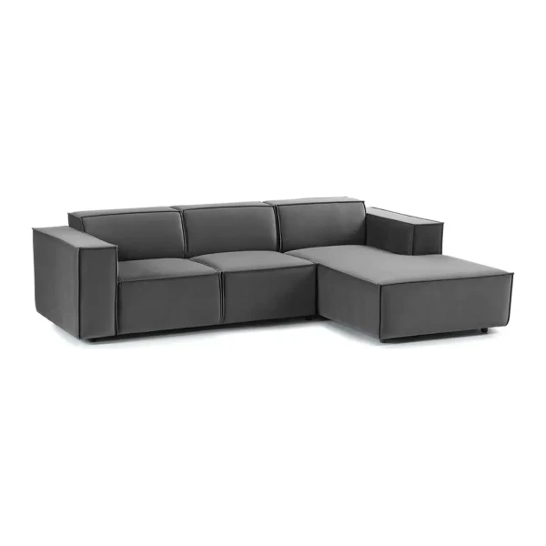 Ecksofa Kinx VI Grau Samt 260x71x177 cm (BxHxT) Glamour