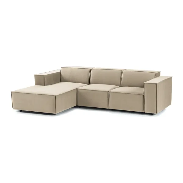 Ecksofa Kinx VI Beige Samt 260x71x177 cm (BxHxT) Glamour