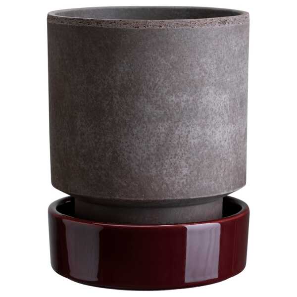 Bergs Potter Hoff Blumentopf Ø14 cm, Raw Grey-Deep Burgundy