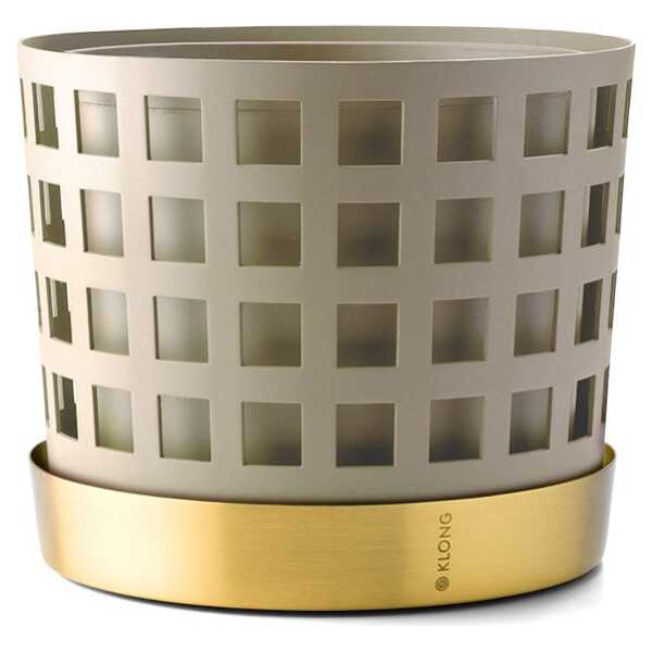 KLONG Trio Pot Square Blumentopf Beige, medium Ø18 cm