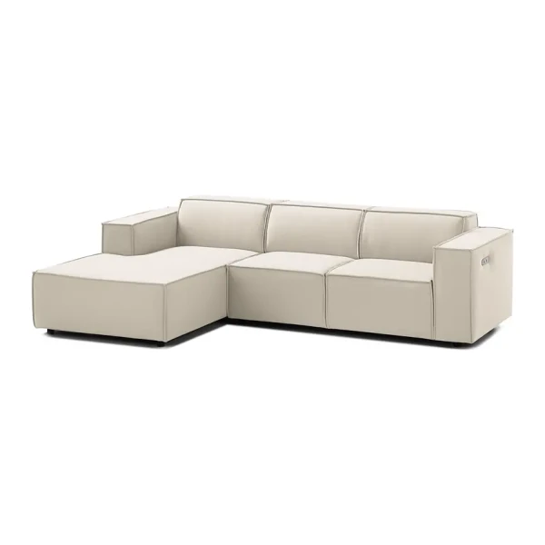 Ecksofa Kinx I 2-Sitzer Altweiß Strukturstoff 260x70x177 cm (BxHxT) Modern