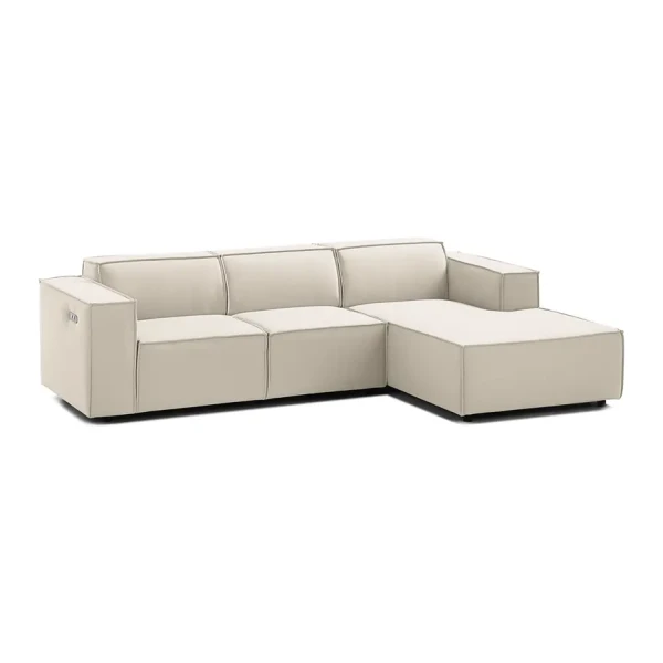 Ecksofa Kinx I 2-Sitzer Altweiß Strukturstoff 260x70x177 cm (BxHxT) Modern