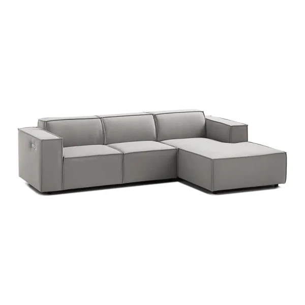 Ecksofa Kinx I 2-Sitzer Graubraun Strukturstoff 260x70x177 cm (BxHxT) Modern