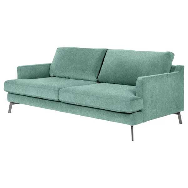 home24 Sofa Vieux Bourg 3-Sitzer Blau Flachgewebe Nona 199 x 79 x 99cm Skandi