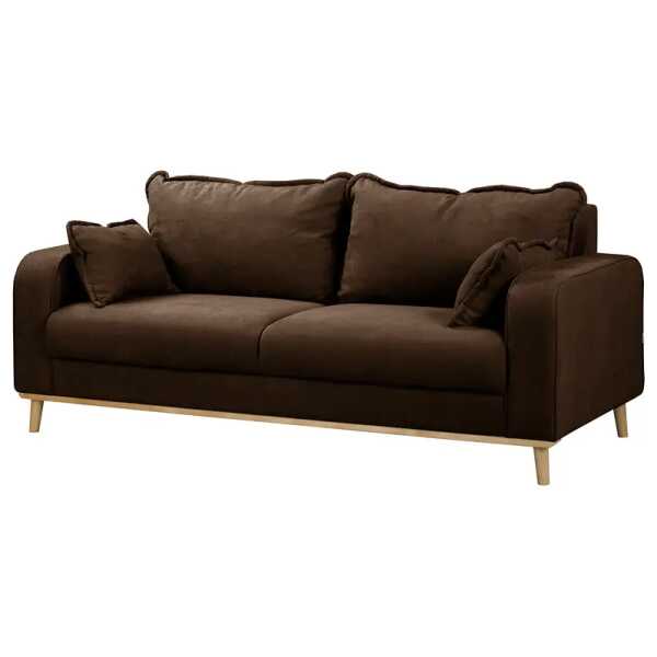 home24 Sofa Nante 3-Sitzer Braun Microfaser Enza 193 x 84 x 88cm Skandi