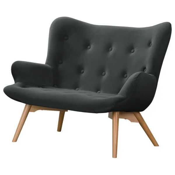 home24 2-Sitzer Sofa Grau Samt Vaia 115 x 90 x 85cm Skandi