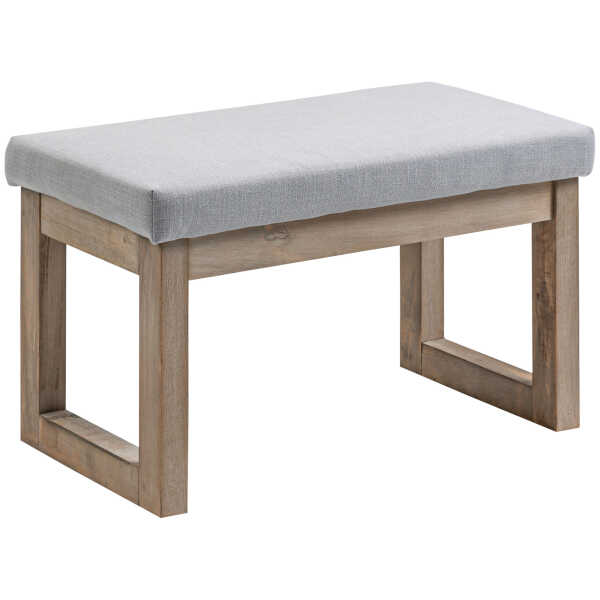 HOMCOM Fußbank Polsterhocker mit Holzbeinen 68x38x42 cm grau Sitzhocker für Wohnzimmer Schlafzimmer Eingangbank Aosom.de