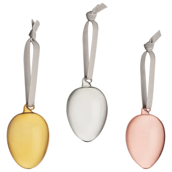 Iittala - Ostereier aus Glas, grau / gelb / rosa (3er-Set)