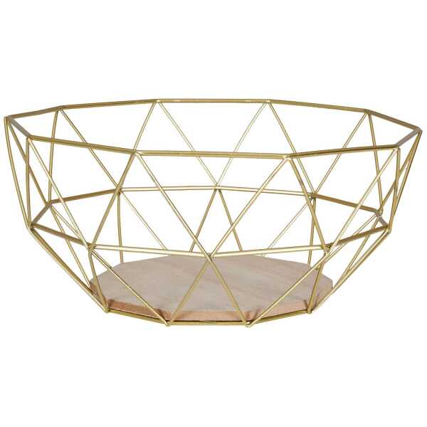 Levandeo® Dekoschale, Korb Metall Gold 26x12cm
