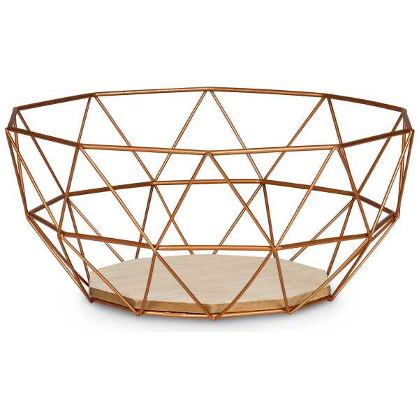 Levandeo® Dekoschale, Korb Metall Kupfer 26x12cm