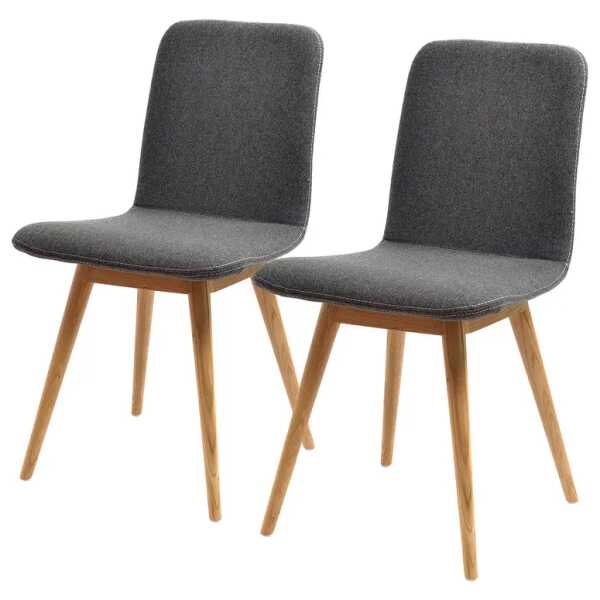 Polsterstuhl 2er-Set 45 x 85 x 60cm Stoff Muya: Anthrazit Grau/Anthrazit