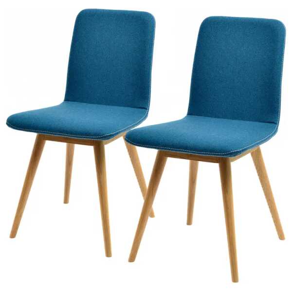 Polsterstuhl 2er-Set 45 x 85 x 60cm Stoff Muya: Petrol Blau/Petrol
