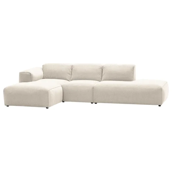 Ecksofa mit Chaiselongue Beige/Beige Webstoff Saia 290 x 71 x 173cm Longchair davorstehend links Modern