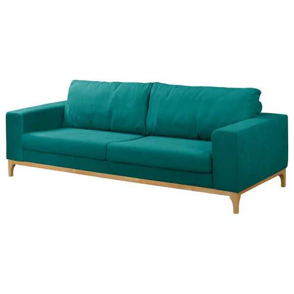home24 Sofa Darling 3-Sitzer Blau Microfaser Rieka 226 x 83 x 94cm Skandi