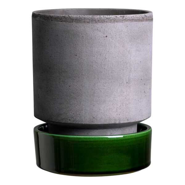 Bergs Potter Hoff Blumentopf Ø18 cm, Raw Grey-Emerald Green