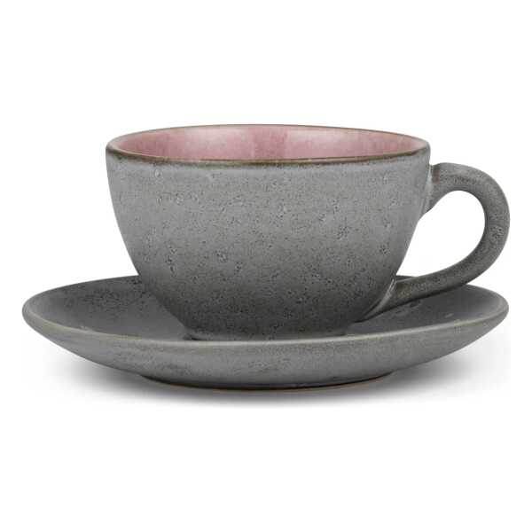 Bitz Bitz Tasse mit Untersetzer grau Rosa