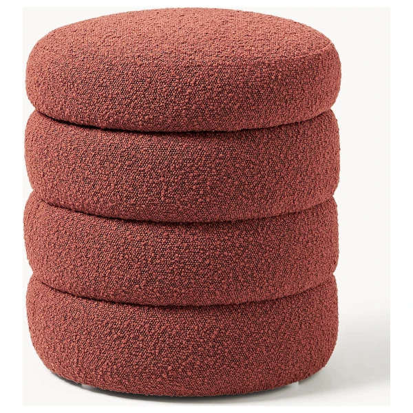 Bouclé-Polsterhocker Alto mit Stauraum