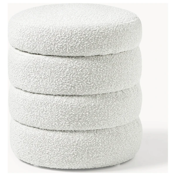 Bouclé-Polsterhocker Alto mit Stauraum